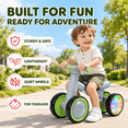 thumbnail image 5 of JoyStone Toddler Balance Bike with Light-Up Wheels, No Pedal Baby Balance Bike with 4 Silent Wheels, Adjustable Seat, First Ride-On Toy for 1 Year Old Boys Girls, White&Green, 5 of 11
