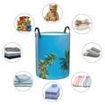 thumbnail image 6 of PAYOHTO Foldable Laundry Room Hamper Bucket Waterproof Bathroom Basket for College Student Living Room Storage Pillows Blankets Palm Trees Over Clear Blue Sky, 6 of 8
