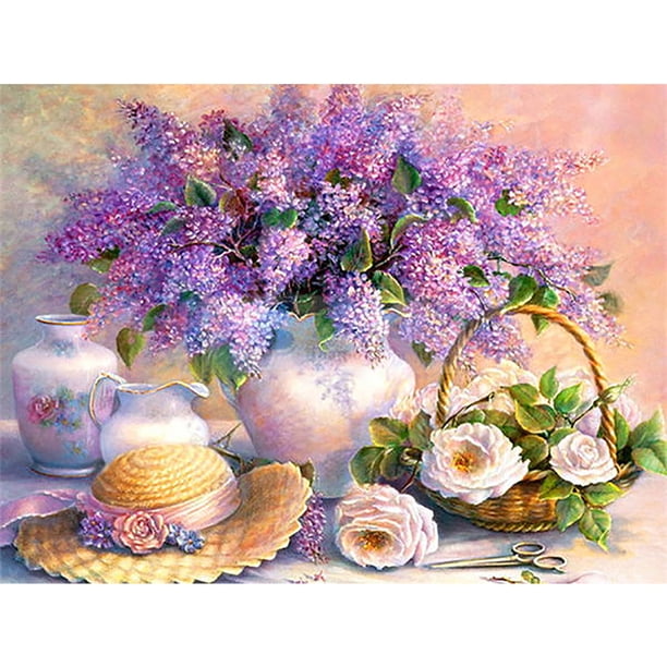 11CT punto de cruz completo lavanda estampado DIY Kits de bordado conjunto de algodón hecho a mano