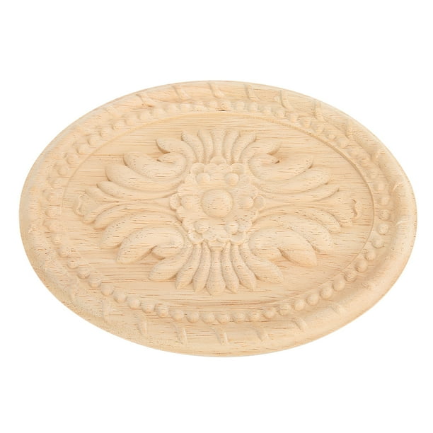 TOPINCN Wooden Carved Corner Onlay Appliques Wood Applique Rubber Oval