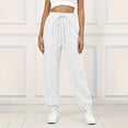 thumbnail image 2 of Women's Jogger Sweatpants, Straight Leg Relaxed Fit with Elastic Waist Drawstring Side Pockets, Home & Casual Wear | VerBelle,White XL, 2 of 7