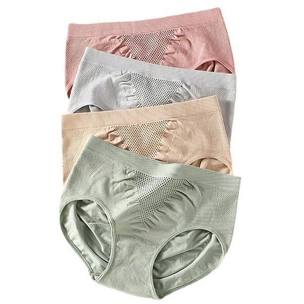 4Pcs Culotte Femme Coton Culottes Taille Haute Slip Sport Grande Taille  Multicolore