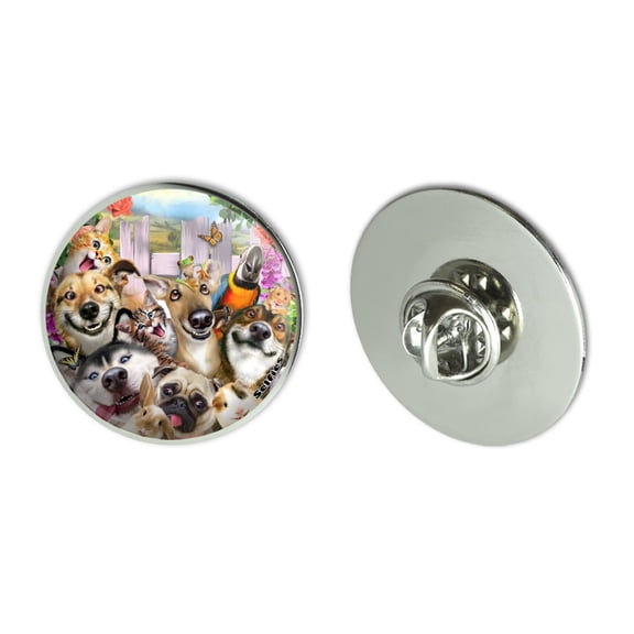 Pet Animals Selfie Dogs Cats Rabbit Hamster Guinea Pig Metal 1.1" Tie Tack Hat Lapel Pin Pinback