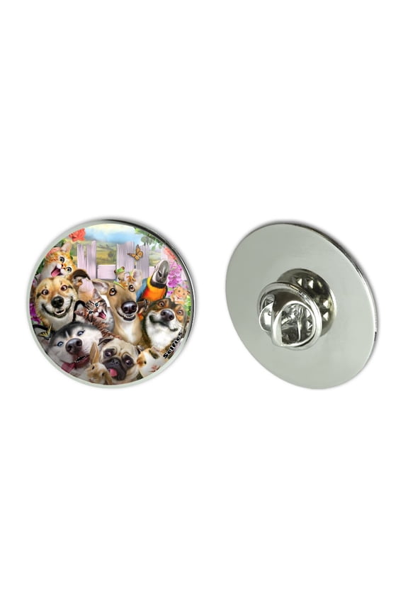 Pet Animals Selfie Dogs Cats Rabbit Hamster Guinea Pig Metal 1.1" Tie Tack Hat Lapel Pin Pinback