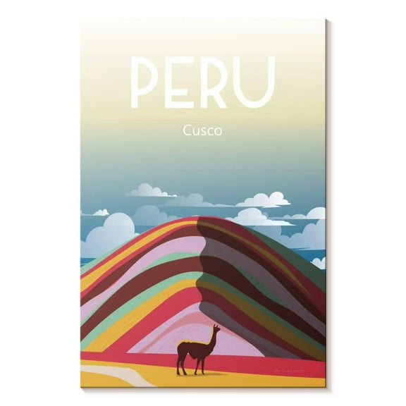 Elephant Stock Peru Wall Art - Vertical Canvas Wall Art - Living Room Wall Decor - Places Canvas - Pink And Green Decor By Omar Escalante - 8" x 12"