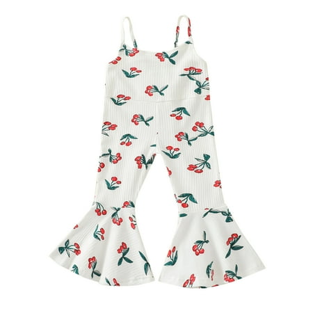 

WZHKSN Toddler Kids Girls Winter Fashion Ribbed Flower Suspender Pants Trousers Jumpsuits Clothes