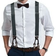 thumbnail image 7 of Buyless Fashion Satin Twill Formal Mens 2 Pack Suspenders - 48" Adjustable 6 Clip Y Back - 1 1/4" Leather End - 5143-2-Gray, 7 of 7