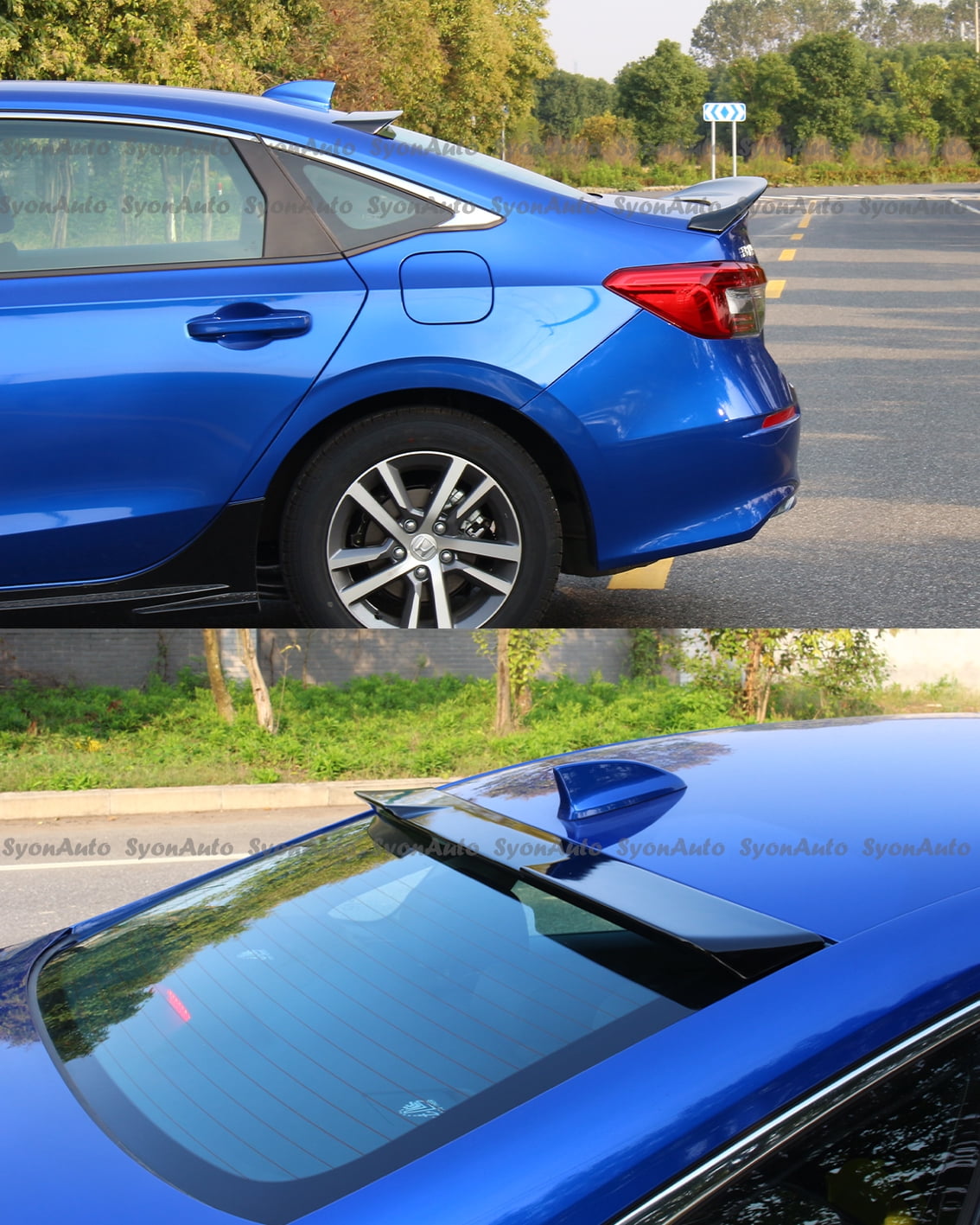 Buy Fits 2022+ 11th Gen Honda Civic Sedan Glossy Black Sport Rear Roof