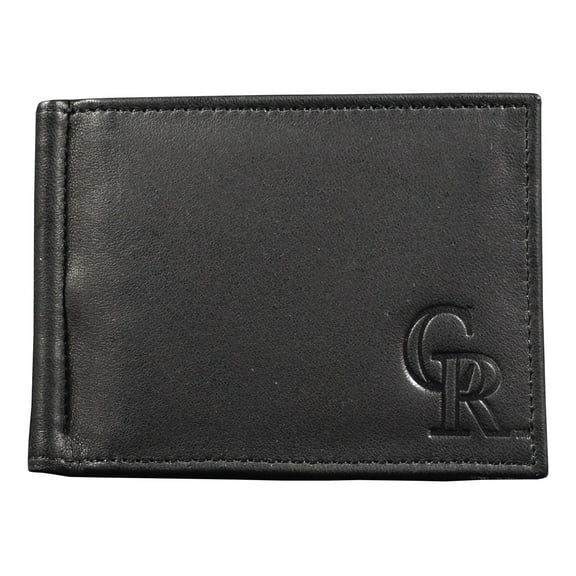 Colorado Baseball Rockies RFID Blocking Shield Black Leather Money Clip Style Wallet