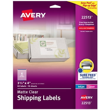 Avery Labels, 3-1/3" x 4", Matte Clear, 60 Total (22513)