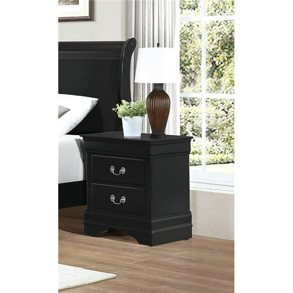 24 x 15.75 x 21.63 in. Wooden Night Stand with 2 Drawers&#44; Black