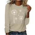 thumbnail image 1 of MITCOWBOY Chemises pour Femmes, Sweat à Capuche Décontracté à Manches Longues, Col Rond, Imprimé Pissenlit, Automne 2024 Beige 2TG en Solde!, 1 of 4