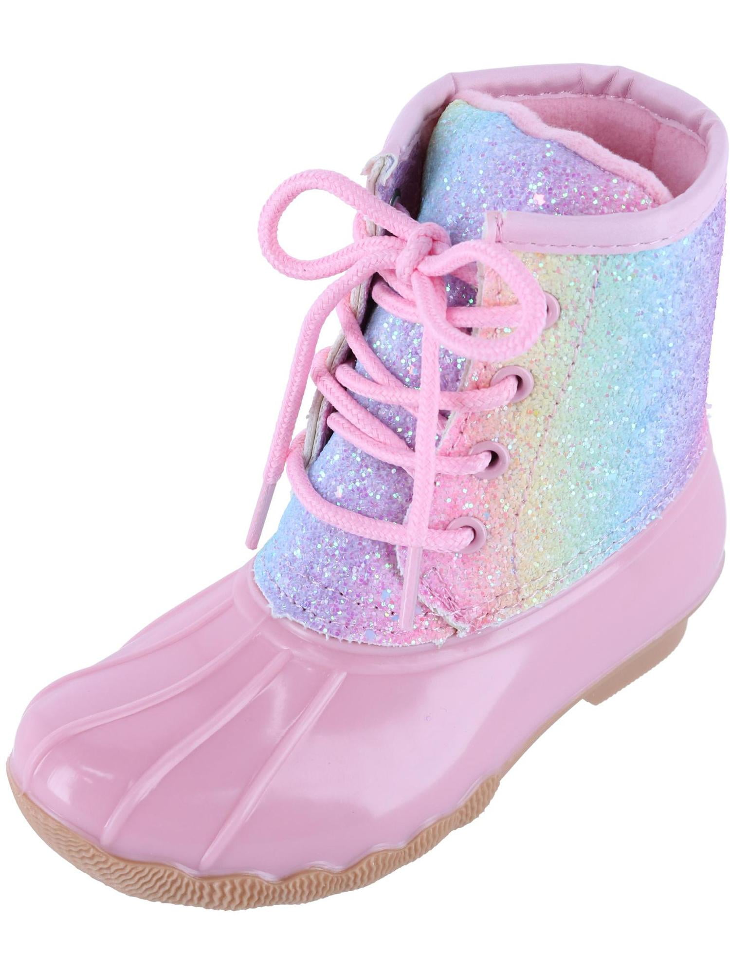 Josmo Kid's Rainbow Glitter and Pink Rain Boot