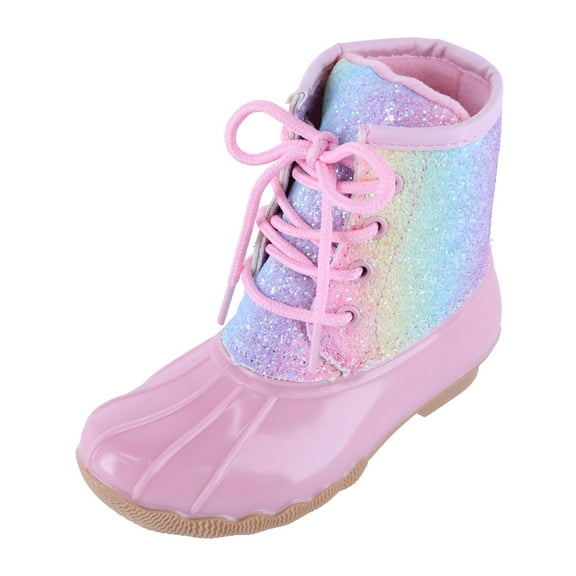 Josmo Kid's Rainbow Glitter and Pink Rain Boot