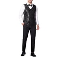 thumbnail image 2 of INSPIRE CHIC Chaleco para Hombre V-Neck Slim Fit Doble Botonadura Fiesta Disco Prom Noche de Club Sequin Chaleco 2XL Negro, 2 of 5