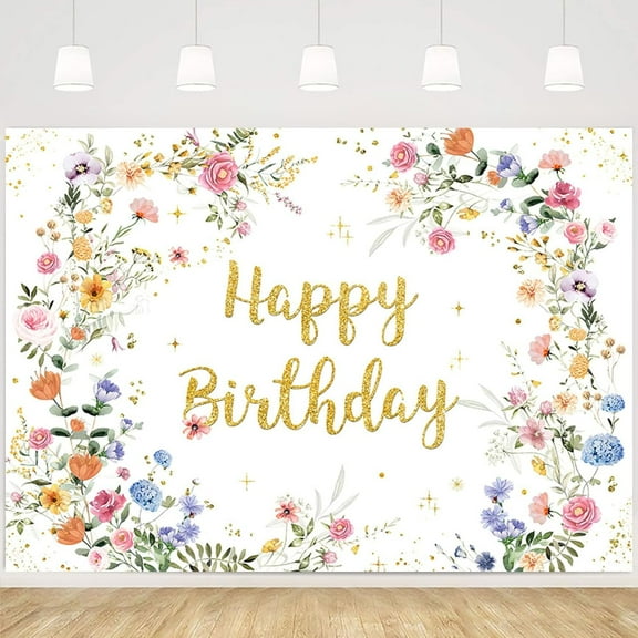 Wildflower Birthday Backdrop Girls Floral Birthday Decorations Spring Wildflower Birthday Party Background Supplies