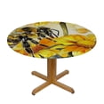thumbnail image 3 of WYYP Bee Yellow Flower Environmental Art Round Tablecloth 100% Polyester Fiber Full Width Single-Sided Printing White, 3 of 8