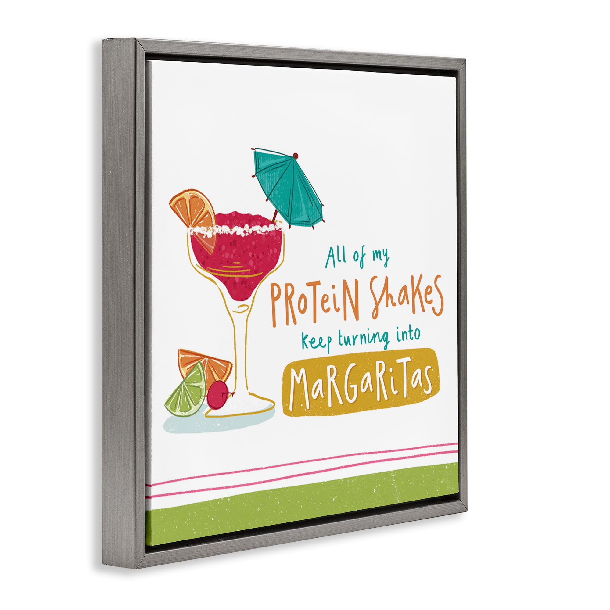 Stupell Industries Funny Margarita Phrase Food & Beverage Painting Gray Floater Framed Canvas Art Print Wall Art, 18 x 18