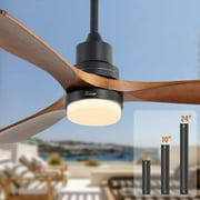 Sofucor 52" Wood Ceiling Fan with Light and Remote Control, 3 Blades and Reverse Airflow, Black