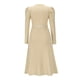 thumbnail image 5 of Vestido Vestido de punto acanalado casual de una línea de mujer vestido de suéter elegante de color sólido Cgtredaw Beige T XL para Mujer, 5 of 8