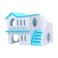 thumbnail image 3 of Casa de madera para hámster, juguetes para hacer ejercicio, hábitat adorable, área de anidación, cabaña de dos capas blanco, 3 of 9