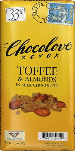 Chocolove Milk Chocolate Bar Toffee & Almonds 3.2 oz by Chocolove