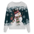 thumbnail image 4 of HNMKIU Vêtements pour Femmes Haut de Noël Chandail en Molleton Imprimé Bonhomme de Neige Décontracté Manches Longues Col Rond Chandail Ample, 4 of 4