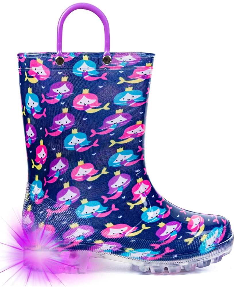 Outee Adorable Printed Waterproof Rubber Rain Boots for Toddler and Kids 