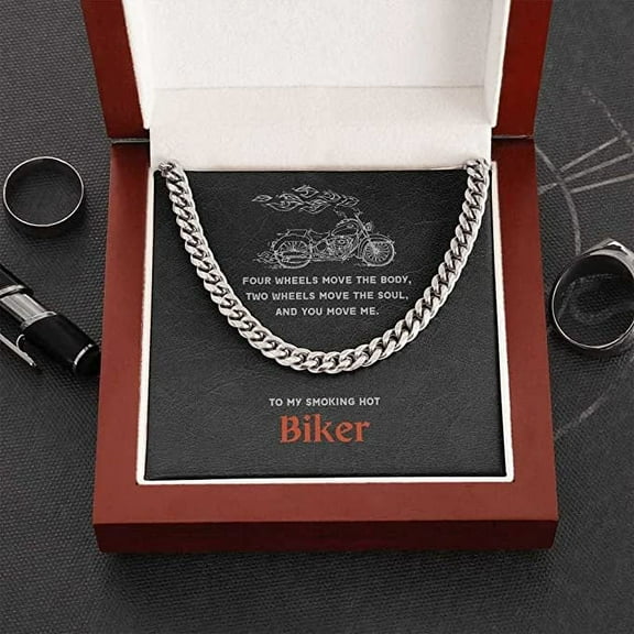 Motorcycle Biker Jewelry Gift, Cuban Link Chain Necklace For Man, Necklace For Man