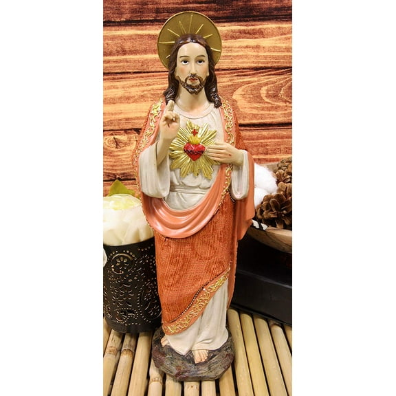 Ebros Sacred Heart of Jesus Devotional Statue in Linen Fabric Garment 12"H