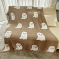 thumbnail image 4 of Halloween Flannel Ghost Blanket Khaki A100 * 150Cm Polyester Blanket, Plush Yellow, 4 of 4