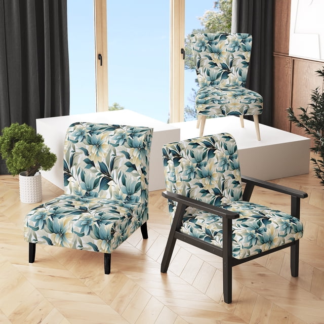 Designart « Toile Tropicale de l'Océan » Fauteuil d'Appoint Tropical Vert Rembourré - Fauteuil Tropical pour Chambre