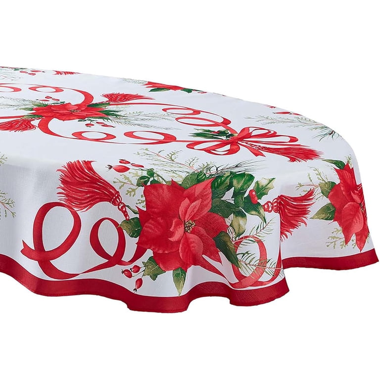 C&F Home Christmas Table Runner – Holly Sprig & Poinsettias 100% Cotton Quilted, 14” X 51”, Machine Washable