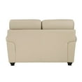 thumbnail image 3 of 63 Inch Loveseat, Cream Top Grain and Faux Leather, Brown Solid Wood, 3 of 6