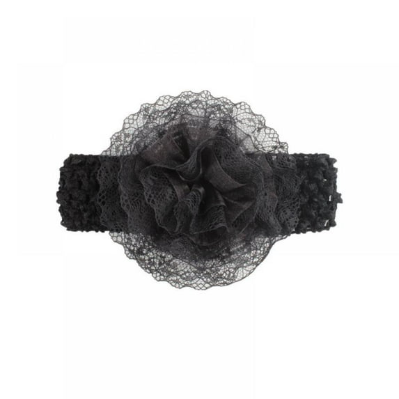Aosijia Baby Girls Headband Mesh Yarn Lace Flower Headwear Hair Accessories for Infant Newborn Toddlers Black