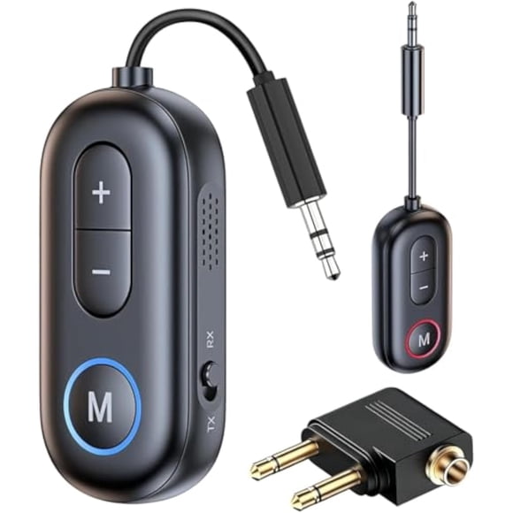 Receptor Transmisor Bluetooth 5.4 - Transmisor de Audio Inalámbrico Bluetooth 2 en 1 con Adaptador Dual de 3.5mm para Audífonos, TV, Avión, Auto, PC, Equipo de Gimnasio, Switch