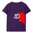 thumbnail image 2 of T-shirts Assortis pour Couple de la Saint-Valentin à Imprimé Cœur, Mode, Manches Courtes, Col Rond Décontracté, T-Shirt Ample, Confortable, Doux, T-Shirt de Base pour Lui et Elle, Vêtements de Vacances, Violet, TTG, 2 of 6