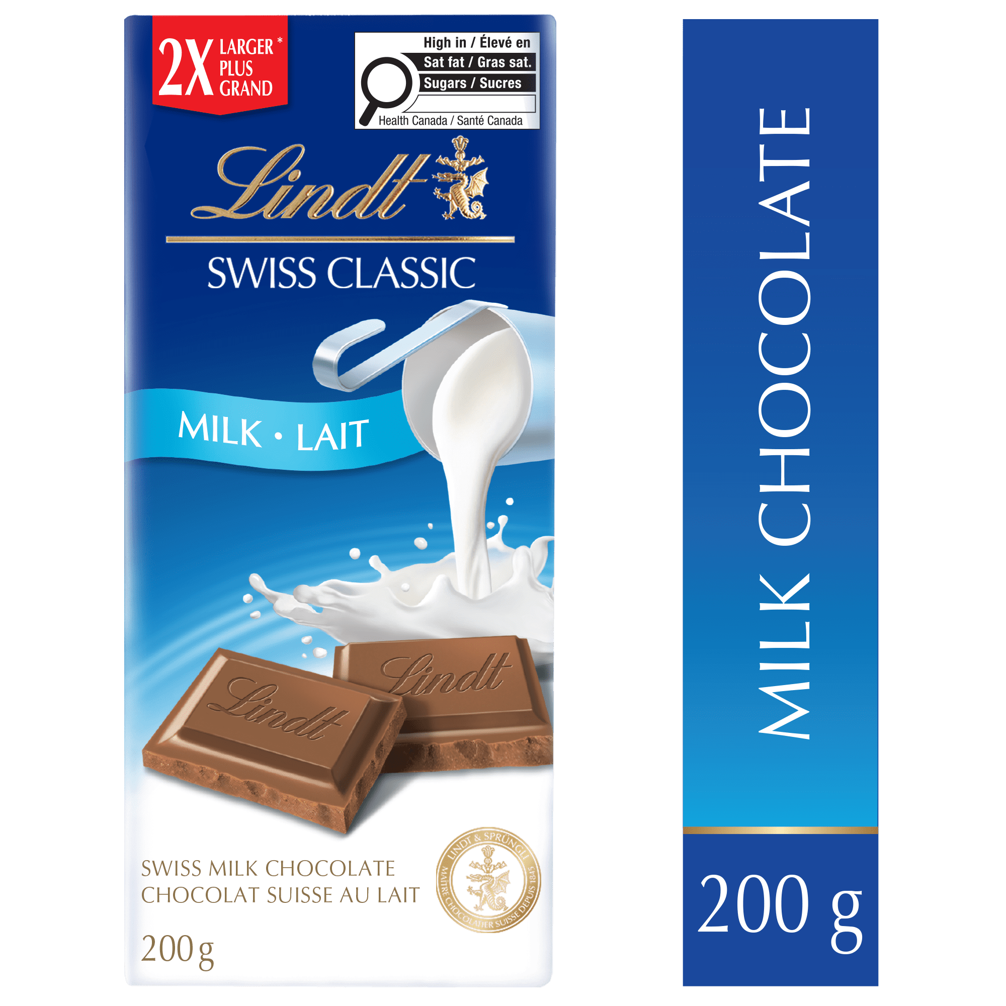 Barre Chocolat au lait Lindt SWISS CLASSIC, 200g