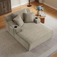 thumbnail image 2 of VEPXXP 66" Oversized Chaise Lounge Chair, Boneless Corduroy Lounge Chair with Cup Holders Side Pockets Pillows, Cozy Reading Sofa Bed Sleeper Couch for Living Room, No Assembly, Camel, 2 of 9