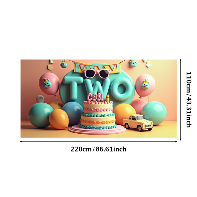 Colorful and Fun Banner for Second Birthday Bash Two Cool Theme Party Supplies Background Decoration Backdrop for Photography Props Birthday Party Decorations