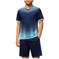 thumbnail image 1 of Odeerbi Niños Niñas Rápido Seco Juego de Entrenamiento de Fútbol Gradiente Geométrico Impresión Cuello En V Camiseta Shorts Conjunto Atlético Para 5-17 Años, 1 of 9
