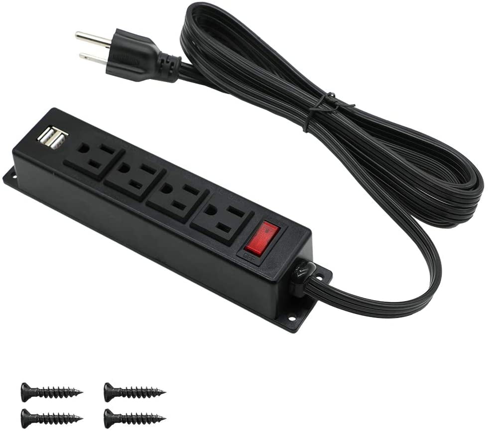 HdcTek Mountable Power Strip with USB Ports,Wall Mounted Power Outlets