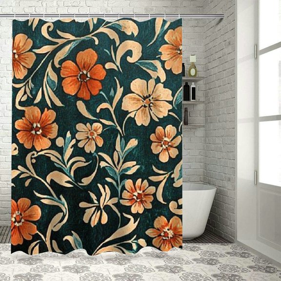 flowered background art nouveau Shower Curtain Set shower curtain for Bathroom with Hooks