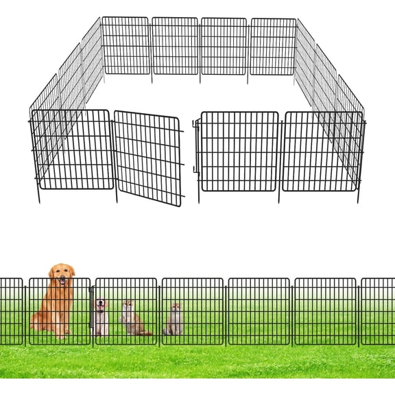 Panels Garden Fencing Animal Barrier, in(H) X ft(L) Dog Fence Outdoor for Yard Rustproof No Dig Decorative Tall Garden Fence Metal Wire Panel Border Patio Rabbit Ground Stakes Fencing