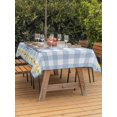 thumbnail image 3 of Outdoor Tablecloth with Umbrella Hole for Patio/Picnic/Party/Camping, Summer Nautical Waterproof Table Cloth Rectangle Table Cover Washable, Happy Summer Coastal Blue Checkered (54"x 80"), 3 of 8