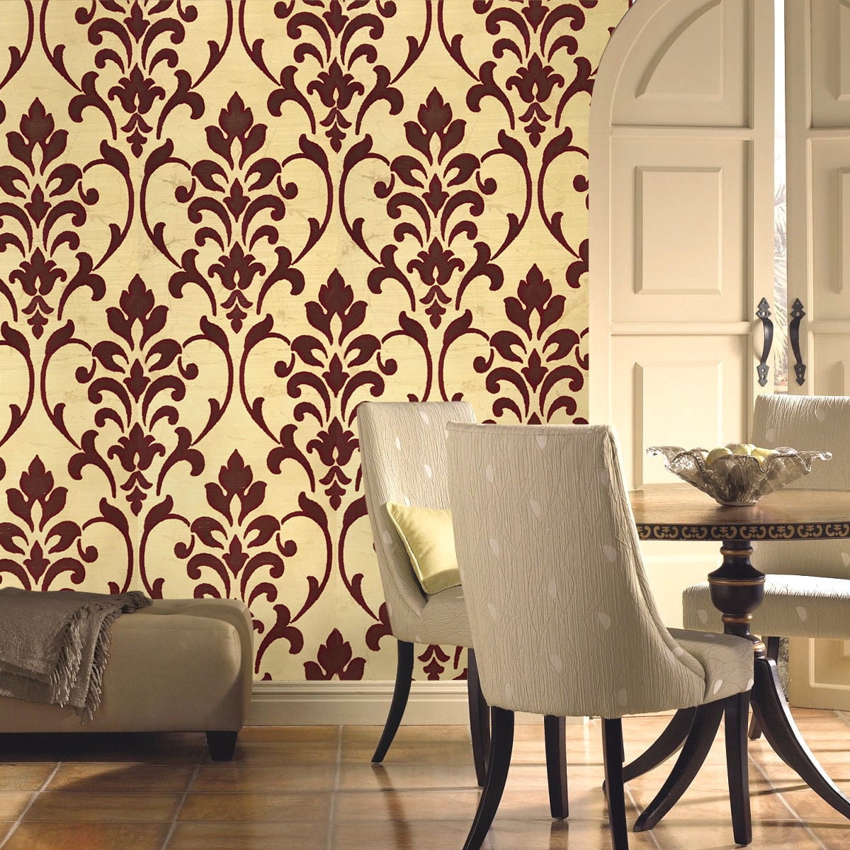 Burgundy And Gold Fabric Wallpaper and Home Decor  Spoonflower