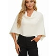 thumbnail image 1 of Chandail Poncho pour Femme Coupe Amincissante Court Polyvalent Châle Tricot Doux Enveloppements Col Bénitier Hauts Courts Blanc Taille Unique, 1 of 10