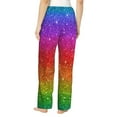 thumbnail image 3 of Daiia Rainbow Glitter Women's Sleep Pant with Pockets and Drawstring,Pajama Pants-Small, 3 of 9