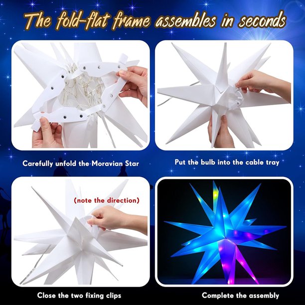 Control LED Estrella de Navidad Wdftyju Adorno para árbol 3D 50 cm Aplicación remota