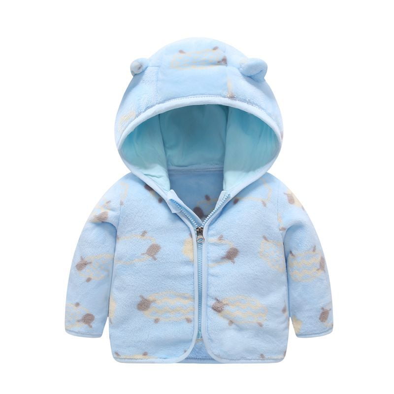 Baby Coat Children's Coral Down Coat Baby Clothes Thickened Warm Boys and Girls Hooded Top